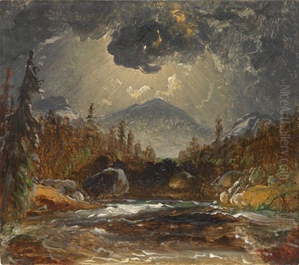 Landskap Med Elv Oil Painting by Peder Balke