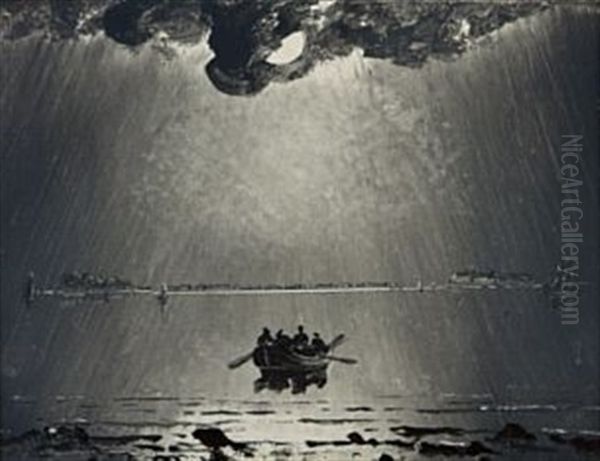 Solbryting Over Vardohus Oil Painting by Peder Balke