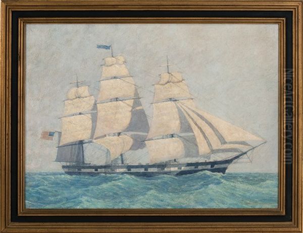 The Packet Ship Connecticut Oil Painting by Thomas Watson Ball