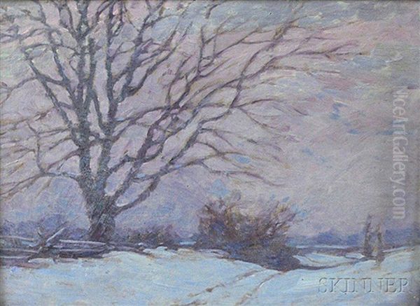 Twilight Landscape With Snow Oil Painting by Thomas Watson Ball