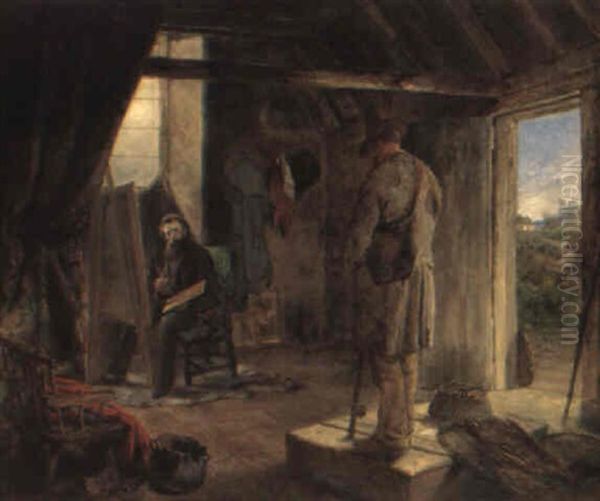 Erskine Nicol In His Studio Oil Painting by John Ballantyne