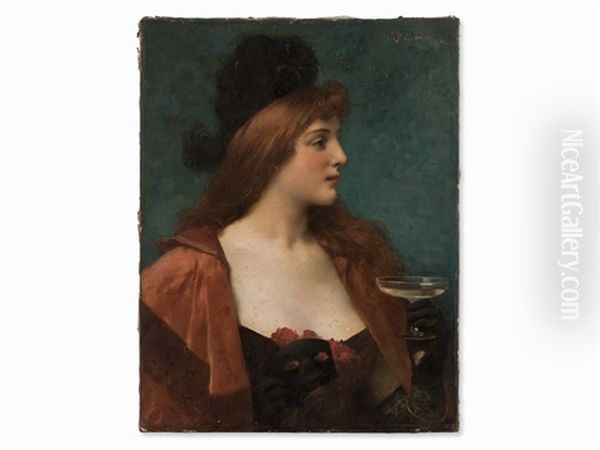 Lady Portrait Oil Painting by Jules Frederic Ballavoine