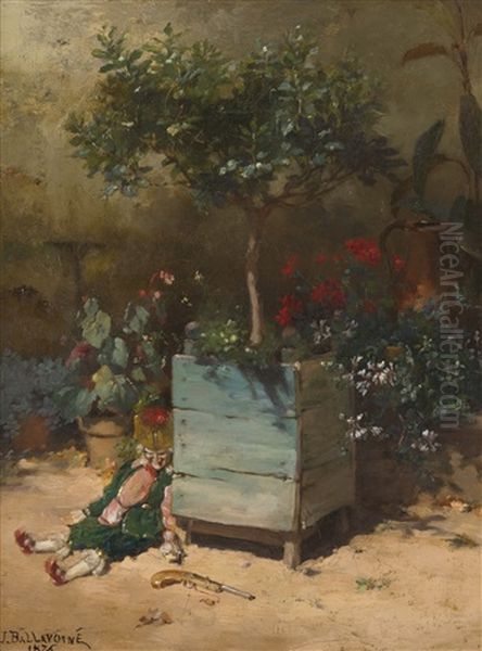 Punchinello In The Garden Oil Painting by Jules Frederic Ballavoine