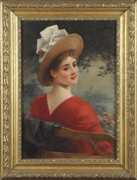 Elegante Au Chapeau Oil Painting by Jules Frederic Ballavoine