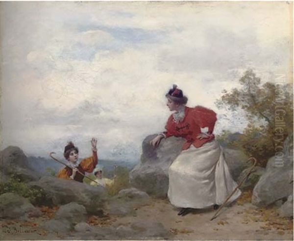 A Rest On The Way Oil Painting by Jules Frederic Ballavoine