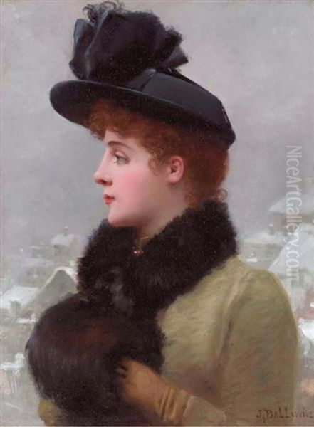 L'hiver Oil Painting by Jules Frederic Ballavoine