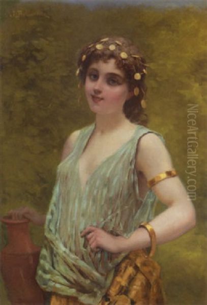 Portrait Of Girl Oil Painting by Jules Frederic Ballavoine