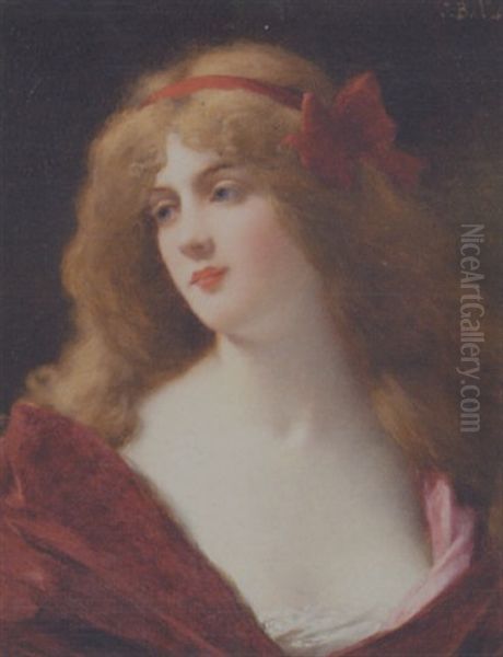 A Red-haired Beauty Oil Painting by Jules Frederic Ballavoine