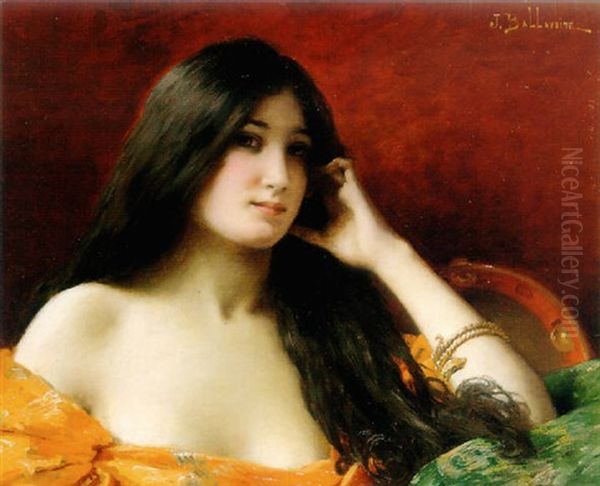 Portrait Of A Young Woman Oil Painting by Jules Frederic Ballavoine