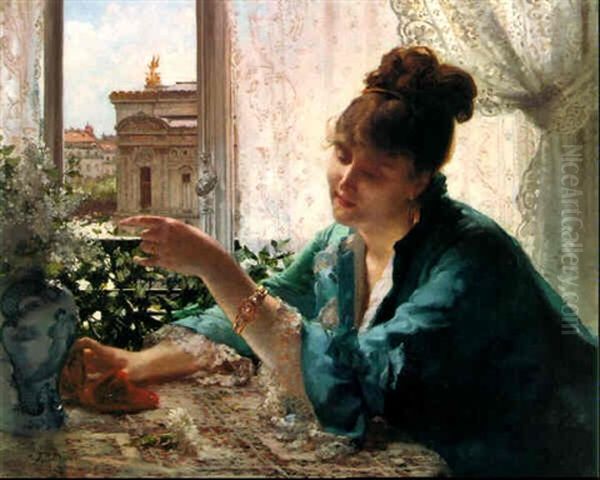 Le Bracelet Oil Painting by Jules Frederic Ballavoine