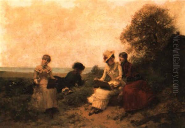 Les Peintres De Dimanche Oil Painting by Jules Frederic Ballavoine