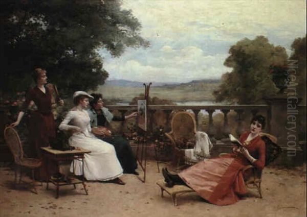 The Art Lesson Oil Painting by Jules Frederic Ballavoine