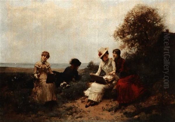 Les Peintres De Dimanche Oil Painting by Jules Frederic Ballavoine