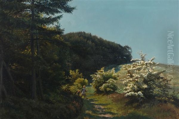 A Danish Landscape Oil Painting by Otto Petersen Balle