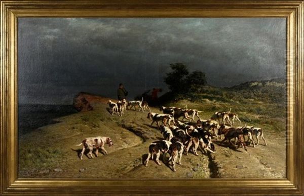 Scene De Chasse A Courre: La Retraite Oil Painting by Albert De Balleroy