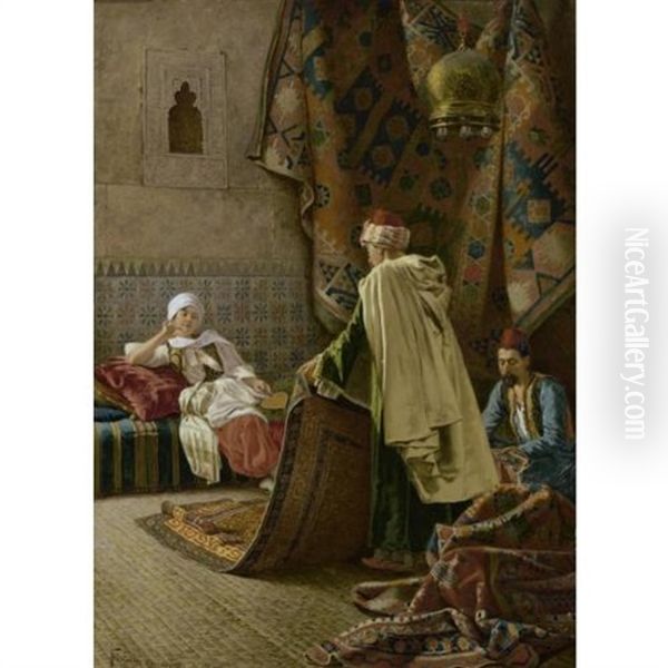 Choosing A Carpet Oil Painting by Francesco Ballesio