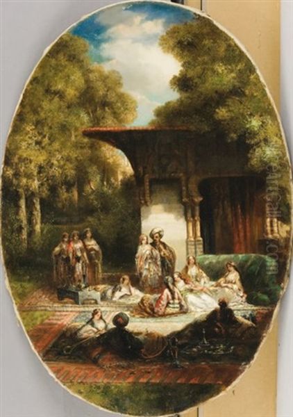 Apres-midi Au Harem Oil Painting by Hippolyte Homere Ballue