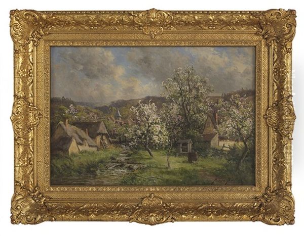 Village Au Printemps Oil Painting by Pierre-Ernest Ballue