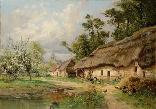 Scene De Ferme Animee Oil Painting by Pierre-Ernest Ballue