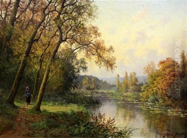 Bords De L'indre (automne) Oil Painting by Pierre-Ernest Ballue