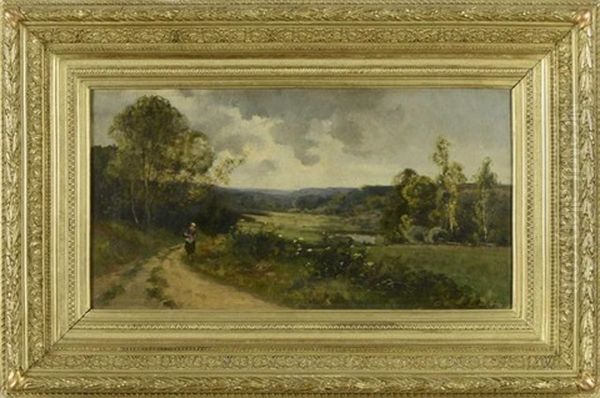 Paysage Anime En Bord De Chemin Oil Painting by Pierre-Ernest Ballue