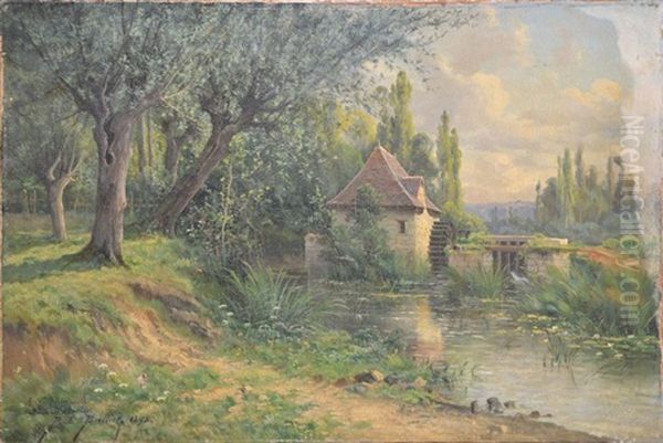 Le Moulin De Remerle, Angle Sur L'anglin, Septembre Oil Painting by Pierre-Ernest Ballue