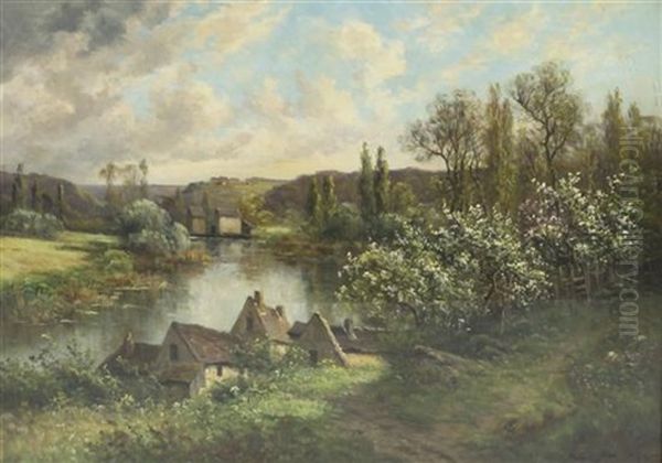 L'indre A Cormery Au Printemps Oil Painting by Pierre-Ernest Ballue