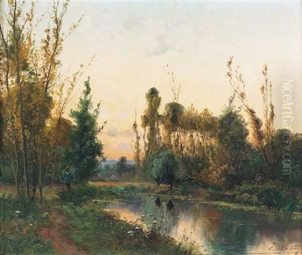 Flusslandschaft Am Abend Oil Painting by Pierre-Ernest Ballue