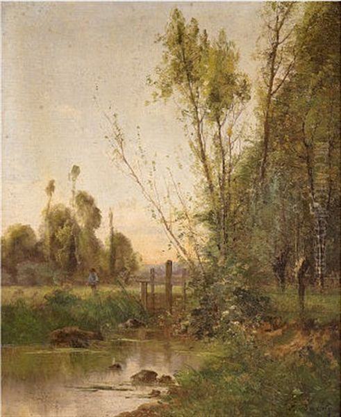 Landschaft Mit Fluss Oil Painting by Pierre-Ernest Ballue