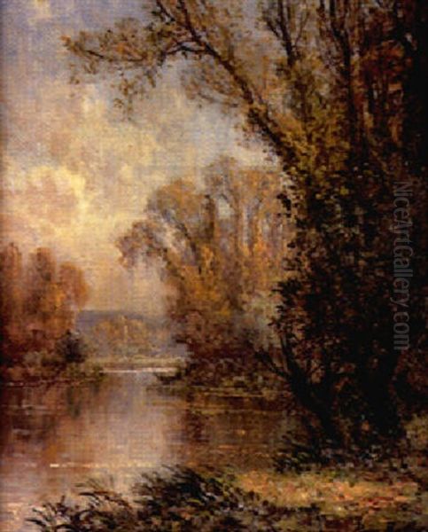 L'etang De Triel, Matin D'automne Oil Painting by Pierre-Ernest Ballue