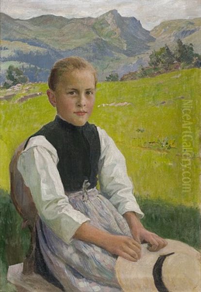 Madchen In Tracht Oil Painting by Paul Friedrich Wilhelm Balmer