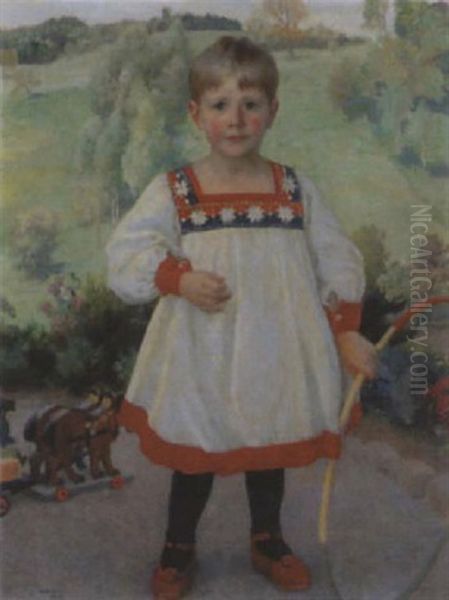 Knabe Mit Spielreif Oil Painting by Paul Friedrich Wilhelm Balmer