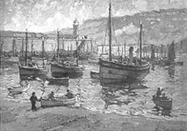 St. Yves Harbour And Smeaton's Pier Oil Painting by Hurst Balmford