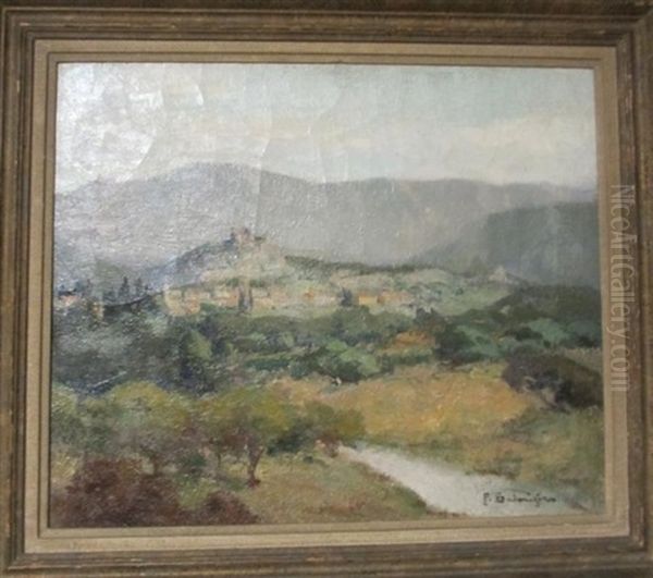 Vue Du Village D'orgon En Provence by Paul-Marcel Candies Balmigere