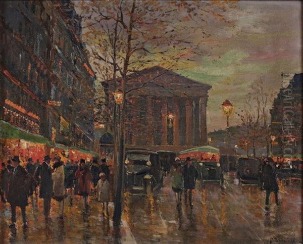 La Place De La Madeleine De Nuit Oil Painting by Paul-Marcel Candies Balmigere