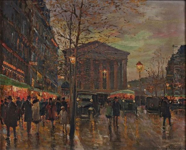 La Place De La Madeleine De Nuit Oil Painting by Paul-Marcel Candies Balmigere