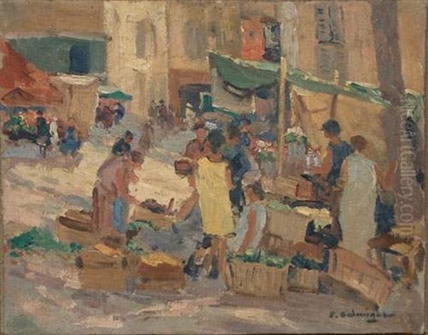 Marche A Toulon Oil Painting by Paul-Marcel Candies Balmigere