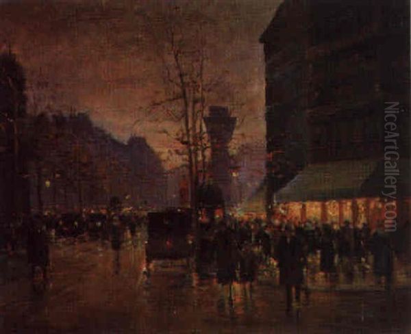 A Parisian Street Oil Painting by Paul-Marcel Candies Balmigere