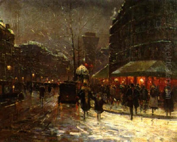 Paris Nocturno Oil Painting by Paul-Marcel Candies Balmigere