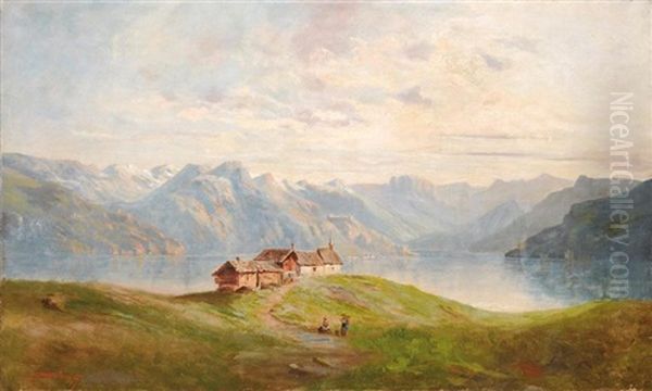 Bord De Lac Anime Oil Painting by Armand Balouzet