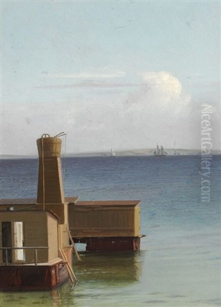 A Sea Bath Oil Painting by Carl Vilhelm Balsgaard