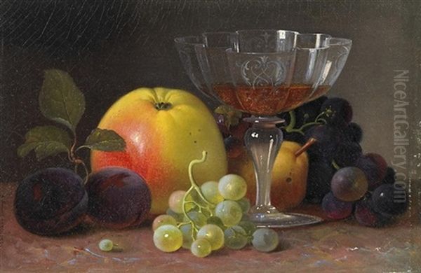 Stilleben Mit Obst Und Weinglas Oil Painting by Carl Vilhelm Balsgaard