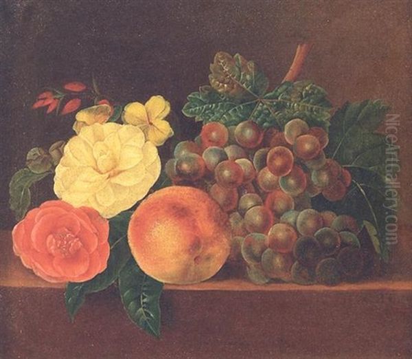 Blomster Og Frugter Pa Karm Oil Painting by Carl Vilhelm Balsgaard