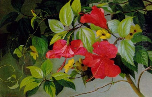 Hawaiiblomster Oil Painting by Carl Vilhelm Balsgaard