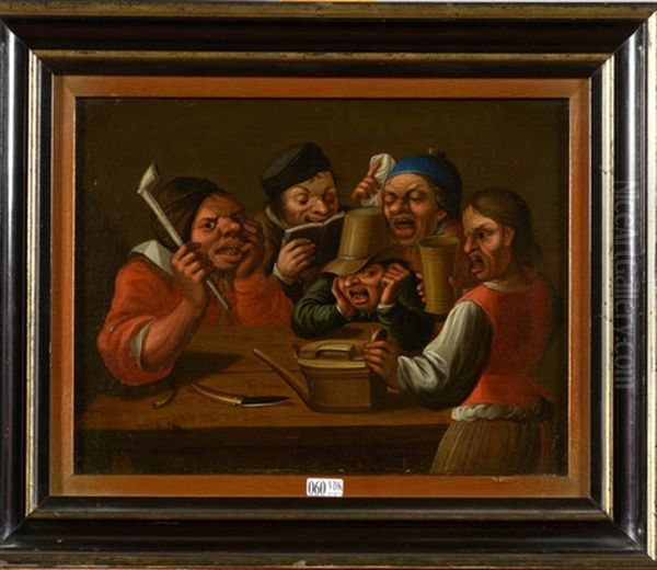 Personnages Grotesques A L'auberge Oil Painting by Pieter Balten