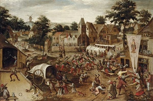 A Village Kermesse On Saint George's Day Oil Painting by Pieter Balten