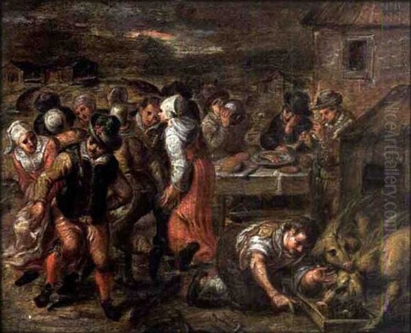 Scene De Kermesse Et Banquet Oil Painting by Pieter Balten