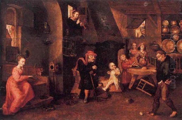 Scene D'interieur De Cuisine Oil Painting by Pieter Balten