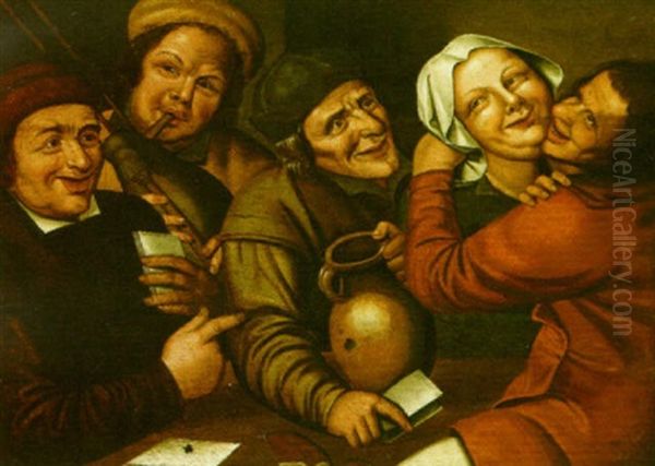 A Merry Company Playing Cards And Music Oil Painting by Pieter Balten