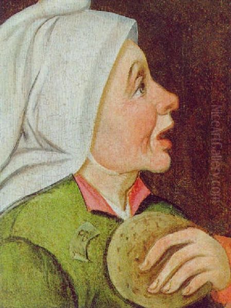 Brustbild Einer Bauersfrau Mit Einem Pfannkuchen Oil Painting by Pieter Balten